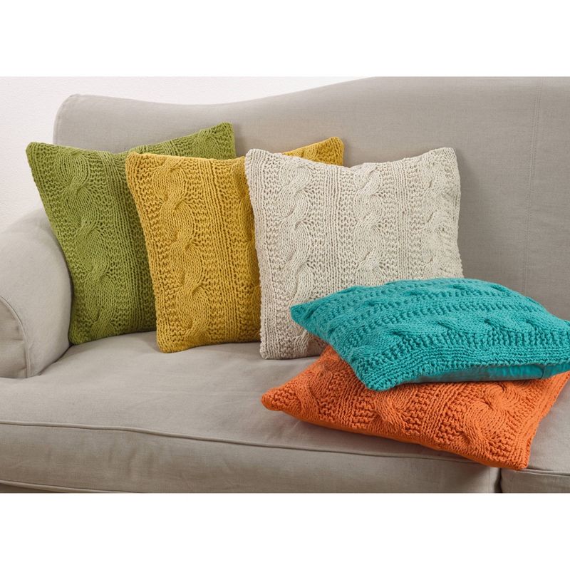 20"x20" Oversize Cable Knit Design Square Throw Pillow - Saro Lifestyle, 3 of 7