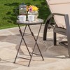TUYOHW Foldable Patio End Table,Patio Side Table with Sunburst Tile Top for Patio,Garden,Balcony,Beige+Black - 2 of 4