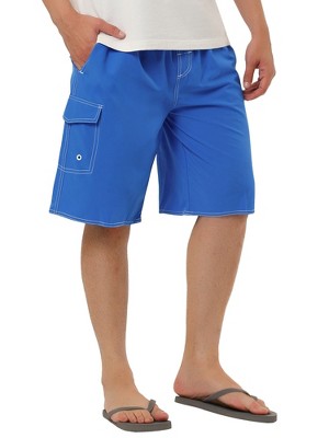 TATT 21 Men's Summer Solid Color Drawstring Elastic Waist Beach Board Shorts Royal Blue 28 — фото 5
