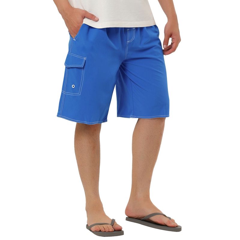 TATT 21 Men's Summer Solid Color Drawstring Elastic Waist Beach Board Shorts, 5 of 7