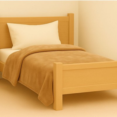 Continental Bedding Fleece Throw Blanket 90X90 Inches Beige
