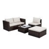 GlasFlength 5PCS Patio Seating Rattan Furniture Set Sectional Sofa Cushioned Garden, Tempered Glass Table, White, 28.94"*28.55"*24.8" - 4 of 4