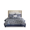 JUJABU 12 Piece Comforter Set with Cotton Bed Sheets Navy King - 2 of 4