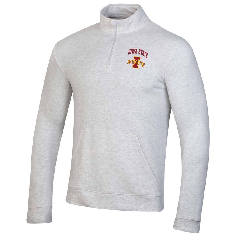 NCAA Iowa State Cyclones Men's 1/4 Zip Light Gray Sweatshirt, 1 of 4