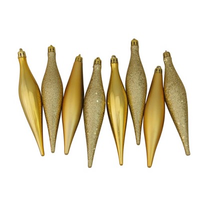 Northlight 8ct Gold Shatterproof 4-Finish Christmas Finial Drop Ornaments 6" (152mm)