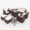 LayinSun Outdoor Patio Furniture Set, Brown Rattan Wicker Sectional Swivel Rocker Chairs Sets - 2 of 4