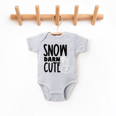 Image of The Juniper Shop Snow Darn Cute Glitter Baby Bodysuit - Newborn - Heather Grey