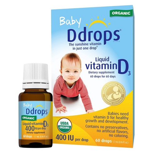 Ddrops Baby Vitamin D 400 IU Organic Liquid Drops - 0.06 fl oz - image 1 of 4