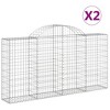 vidaXL Galvanized Iron Arched Gabion Basket, Decorative and Sound-Insulating Garden Barrier with Durable Construction and Wide Application, Silver - 2 of 4