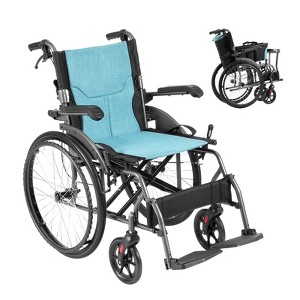 VEVOR Wheelchair, Durable Aluminum Alloy Ultra-Lightweight Wheelchairs, Portable Wheelchair with Flip-Back Desk-Length Arms - 1 of 4