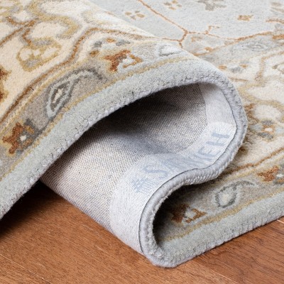 Handmade Light Grey and Cream Wool 4' x 6' Tufted Area Rug