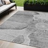 Gray Silver And Charcoal Floral Washable Indoor Outdoor Area Rug - 2 of 4