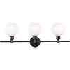 Elegant Lighting Collier 3 light Black and Frosted white glass Wall sconce - 3 of 4