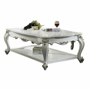 36" White Resin And Wood Coffee Table With Shelf - 1 of 4