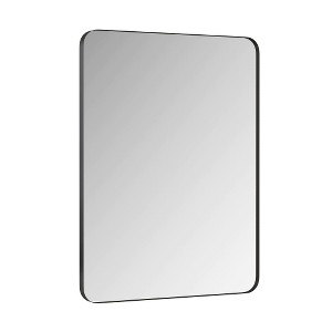 Lyngins Bathroom Mirrors,Metal Frame Wall Mirrors,Fog-proof Mirrors,Dust-proof Vanity Mirrors for Bathroom,Bedroom,Black - 1 of 4