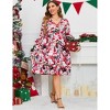 BLUEMING Womens Plus Size Fall Dresses V Neck Long Sleeve Plus Size Casual Swing Loose Tunic Dress - 4 of 4