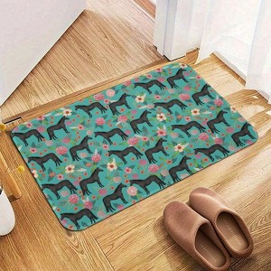 Horses Floral Vintage Turquoise Bathroom Rugs Winter Bath Mat Absorbent Non Slip Bathroom Mat Christmas Soft Floor Carpet 16x20 Inches - 1 of 1
