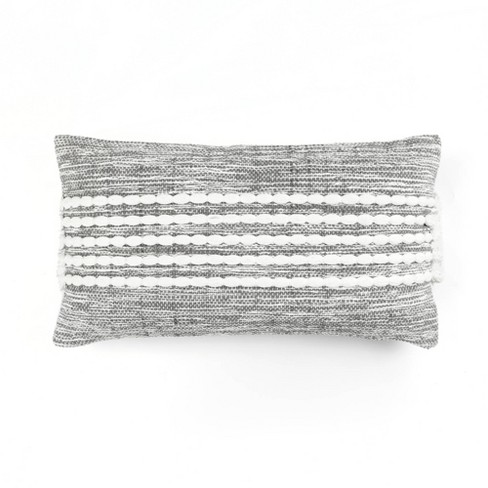 13x24 Oversized Linear Dotted Lumbar Throw Pillow Dark Gray - Lush Décor