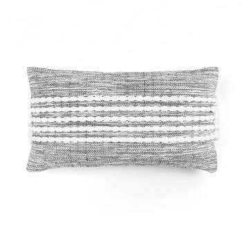 13"x24" Oversized Linear Dotted Lumbar Throw Pillow Dark Gray - Lush Décor
