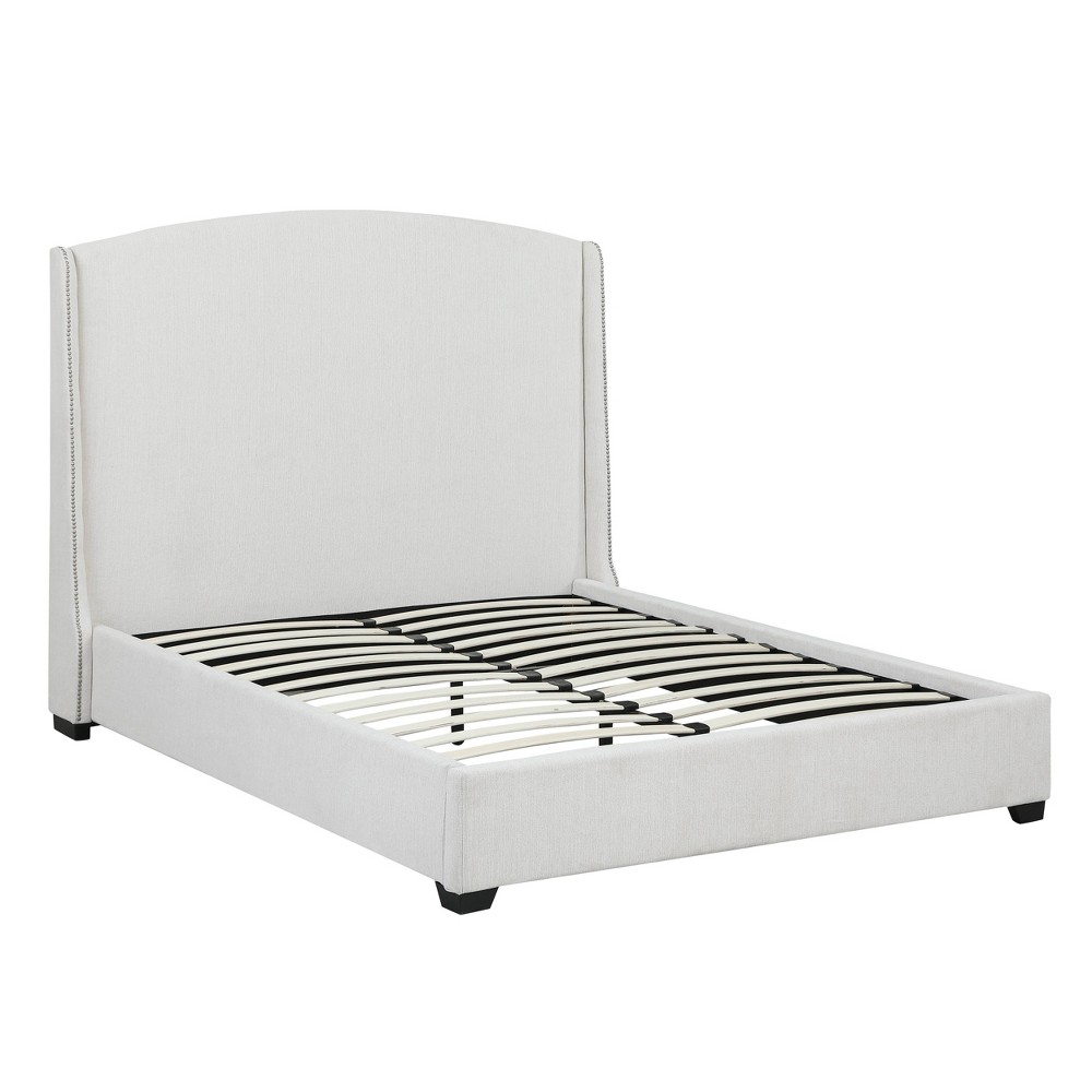 Photos - Bed Frame Queen Jaden Upholstered Platform  Beige - Carolina Chair & Table