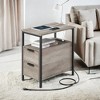 VASAGLE Side Table with Charging Station, Narrow End Table with 2 Drawers, Slim Nightstand and Bedside Table with Storage - 2 of 4