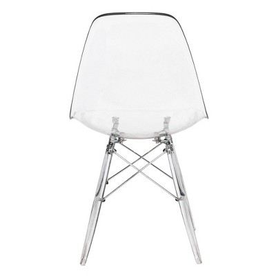 Dover High Back Cross Side Chair in Matte Clear Plastic