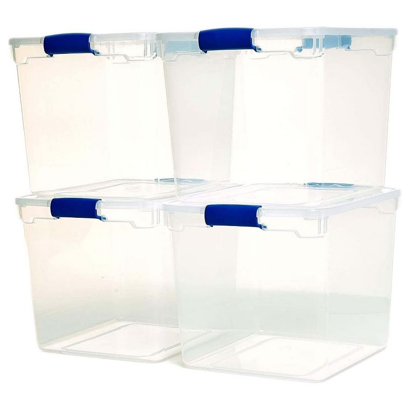 Homz Heavy Duty Modular Clear Plastic Stackable Storage Tote Containers with Latching and Locking Lids, 31 Quart Capacity, 16 Pack, 2 of 7