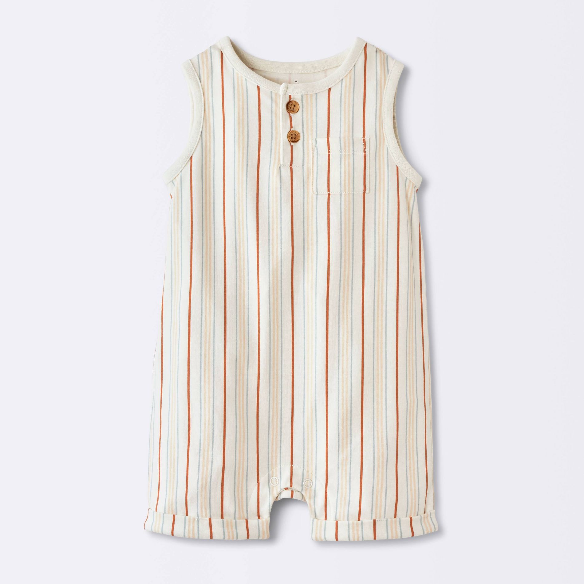Baby Boys' Striped Henley Tank Romper - Cloud Island™ White