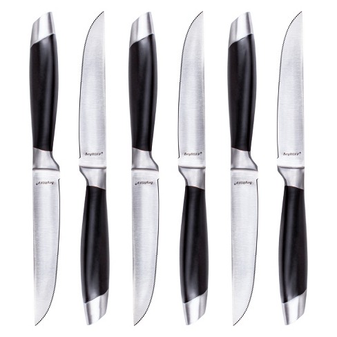 Clearance 6Pcs Steak Knife Set Serrated Stainless Steel Utility with Wooden  Handle for Home Dining Restaurant