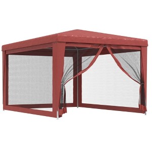vidaXL Red Party Tent with 4 Mesh Sidewalls, Heavy-Duty Iron Frame, UV and Water-Resistant Roof, Ideal for Outdoor Gatherings and Events - 1 of 4