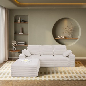 103.5'' L-Shaped Sectional Sofas, Modern Modular Corduroy Couch with Deep Seat for Living Room and Bedroom, No Assembly Required - 1 of 4