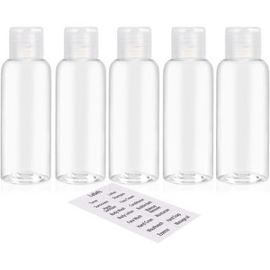 5 Pack 3.4oz Empty Plastic Travel Bottles for Toiletries TSA Approved Leak Proof Squeezable Travel Size Containers - 1 of 4