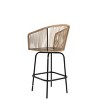Outdoor Bar Stools, Rattan Bar Chairs With Backrest, Set Of 2, 2-Piece Patio Bar Stools With Armrests, Wicker Bar Stools With Cushion-Cuddlewood - 3 of 4