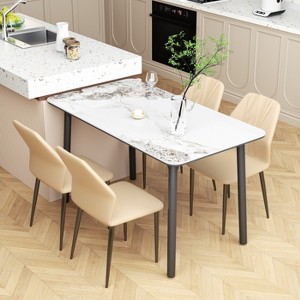 Set of 2 Upholstered Dining Room Chair with Microfiber PU Leather Cover Kitchen High Back Armless Side Chairs for Dining Rooms - 1 of 4