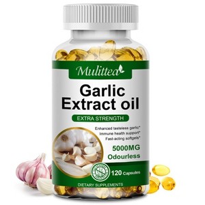 Mulittea Organic Odorless Garlic Capsules 5000mg – Heart, Immune & Digestive Support - 120 Softgels - 1 of 4