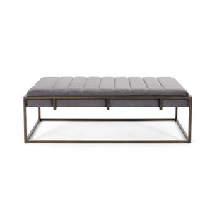 TiramisuBest Storage Ottoman Bench, Brown PU Entryway Bench, 51.25"L x 17.5"W x 16.25"H - 1 of 4