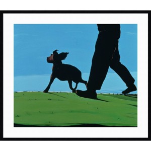 41" x 36" New Boys in Town Dog by Marjorie Weiss Wood Framed Wall Art Print - Amanti Art: Modern Decor, Animal Lithograph, Hardwood Frame - 1 of 4