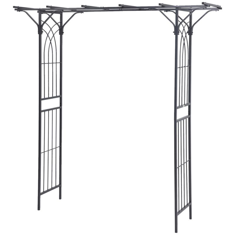 Outsunny 82” Decorative Metal Garden Trellis Arch with Durable Steel Tubing & Elegant Scrollwork, Perfect for Weddings, 4 of 9