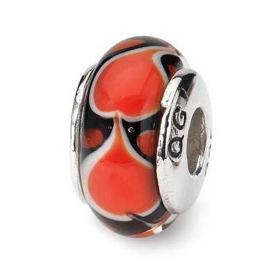 Black Bow Jewelry Red Heart Glass Sterling Silver Bead Charm