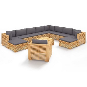 vidaXL Garden Lounge Set Dark grey (Cushions), Teak (Wood) Solid teak wood - 1 of 4