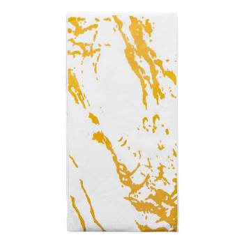 Smarty Had A Party White with Gold Marble Paper Dinner Napkins (600 Napkins)