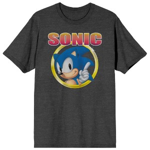 Sonic the Hedgehog Distressed Art Men's Charcoal Short Sleeve Tee - 1 of 3