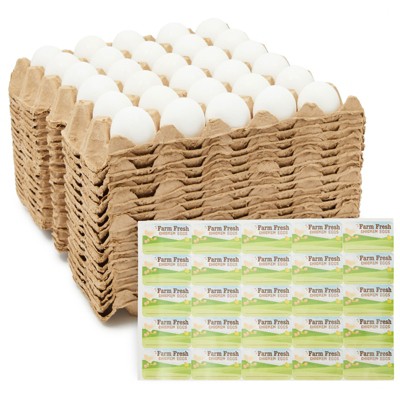 Okuna Outpost 18 Pack Egg Cartons for 30 Chicken Eggs, Brown Paper Containers with Labels