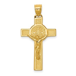 Black Bow Jewelry 14k Yellow Gold San Benito 2-Sided Crucifix Cross Pendant - 1 of 4