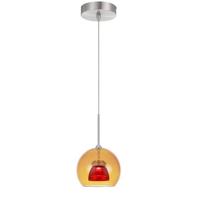 4.75" Integrated LED Dimmable Double Glass Mini Pendant Amber and Red Shade - Cal Lighting