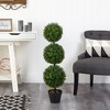 3' Indoor/Outdoor Boxwood Triple Ball Topiary Artificial Tree - Nearly Natural: Faux Foliage, No Assembly Required - 2 of 4