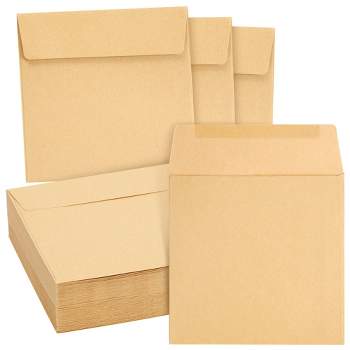 Juvale 60 Pack Square Envelopes 5.5 x 5.5 Craft Invitations for Weddings, Baby Shower, Graduation Party Supplies, Kraft Paper Material Envelopes