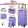 Byootique Folding Manicure Nail Table 2in1 Rolling Makeup Train Case Kit Manicure Cosmetic Trolley Travel Organizer Nail Case, Pink/Purple/ - 2 of 4