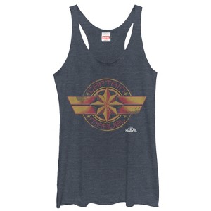 Women's Marvel Captain Marvel Retro Star Emblem Racerback Tank Top - 1 of 3