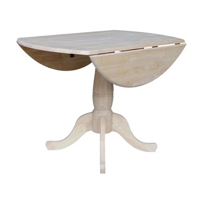 42" Round White Wood Extendable Dining Table